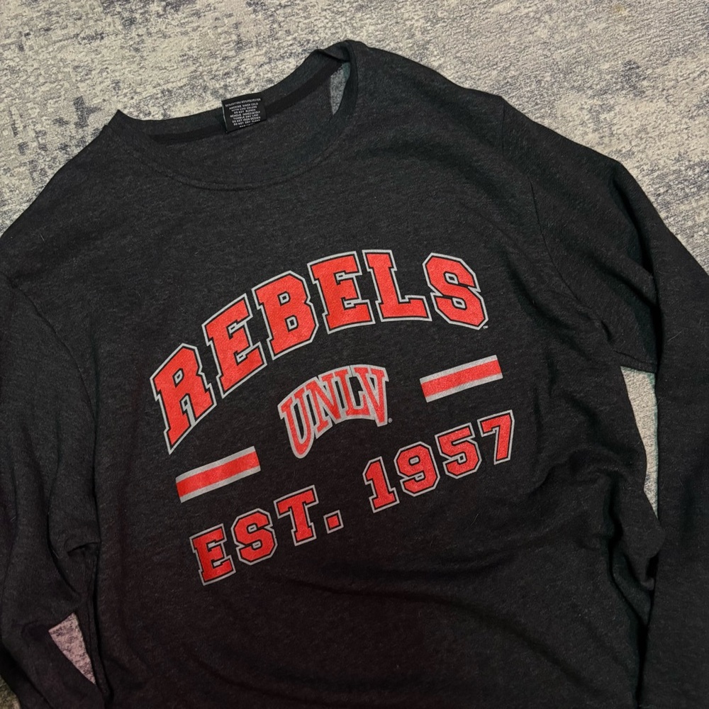Rebels UNLV Charcoal Long Sleeve Crewneck Sweater
